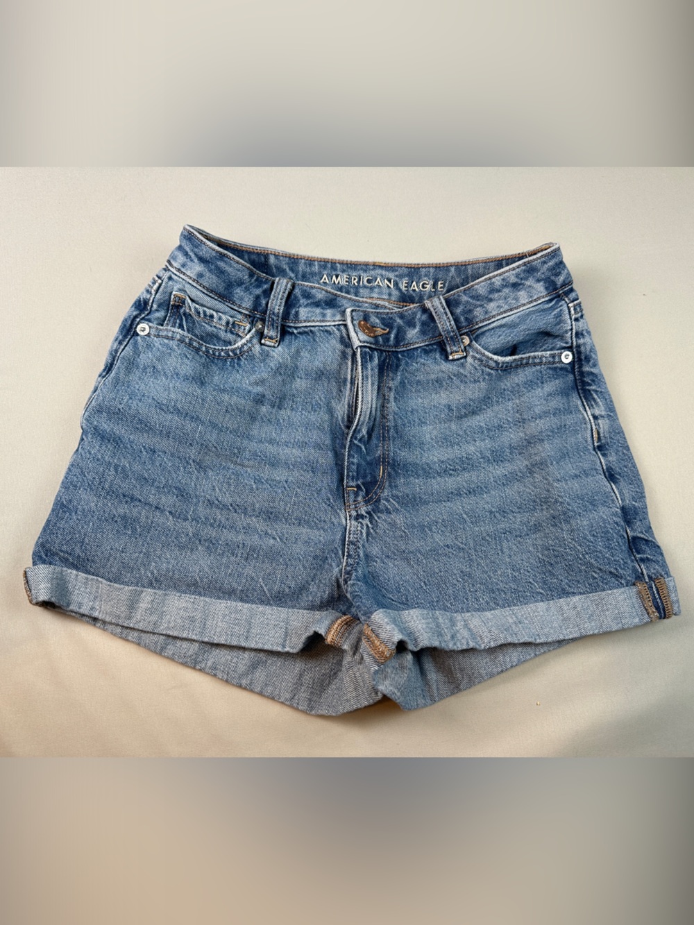 American Eagle Outfitters Highest Rise Mom Shorts Criss Cross Button Front